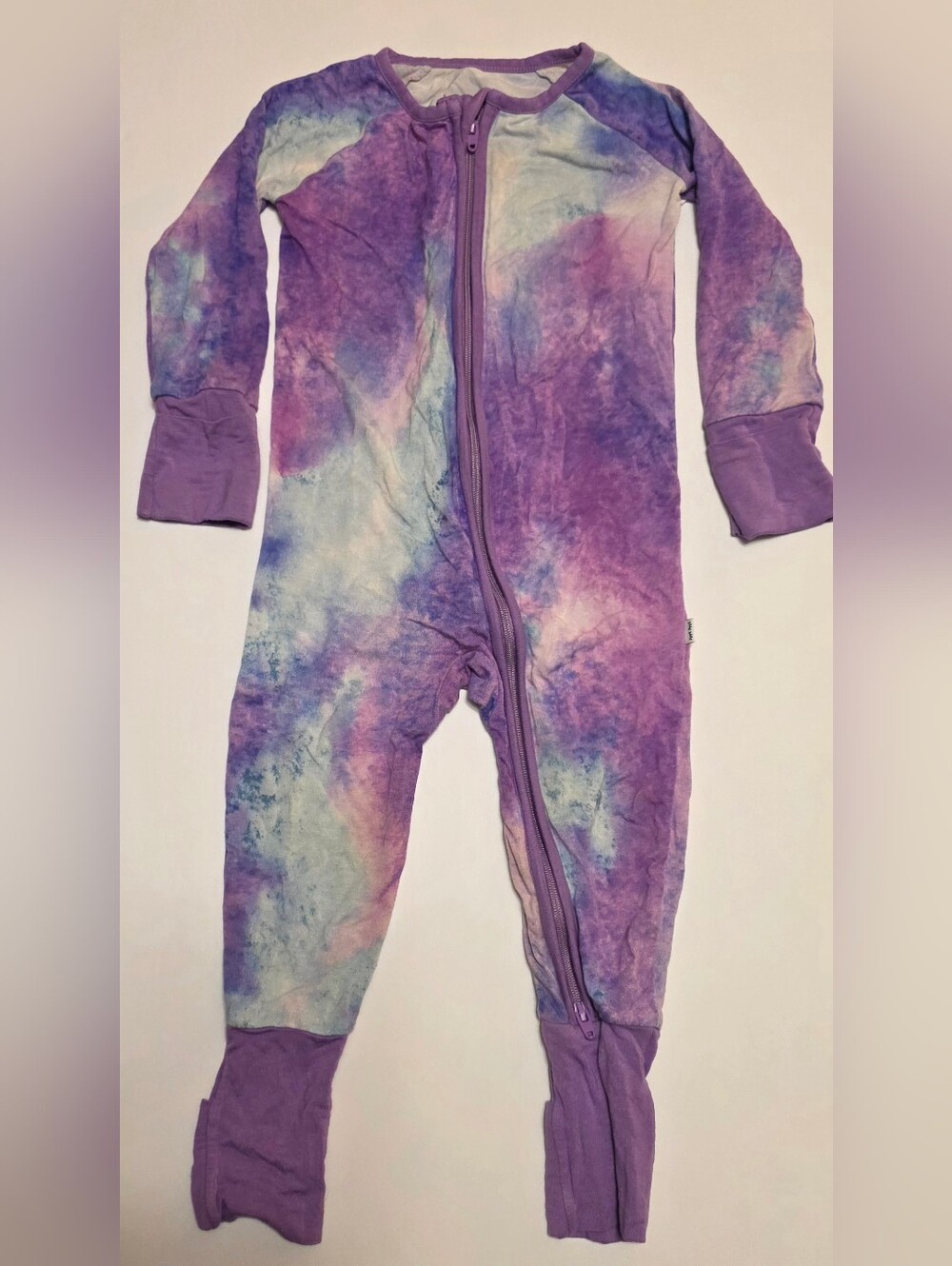 Little Sleepies Purple Tie-Dye Zip Footie Pajamas Size 6-12m